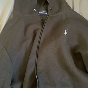 Black used polo Ralph Lauren hoodie w/o hoodie string